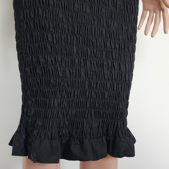 LULUS BLACK DRESS MIDI SMOCKED SMALL - Picture 3 of 12